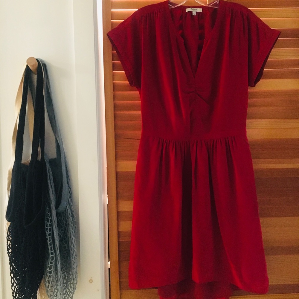 Red Silk Madewell Dress Size 6